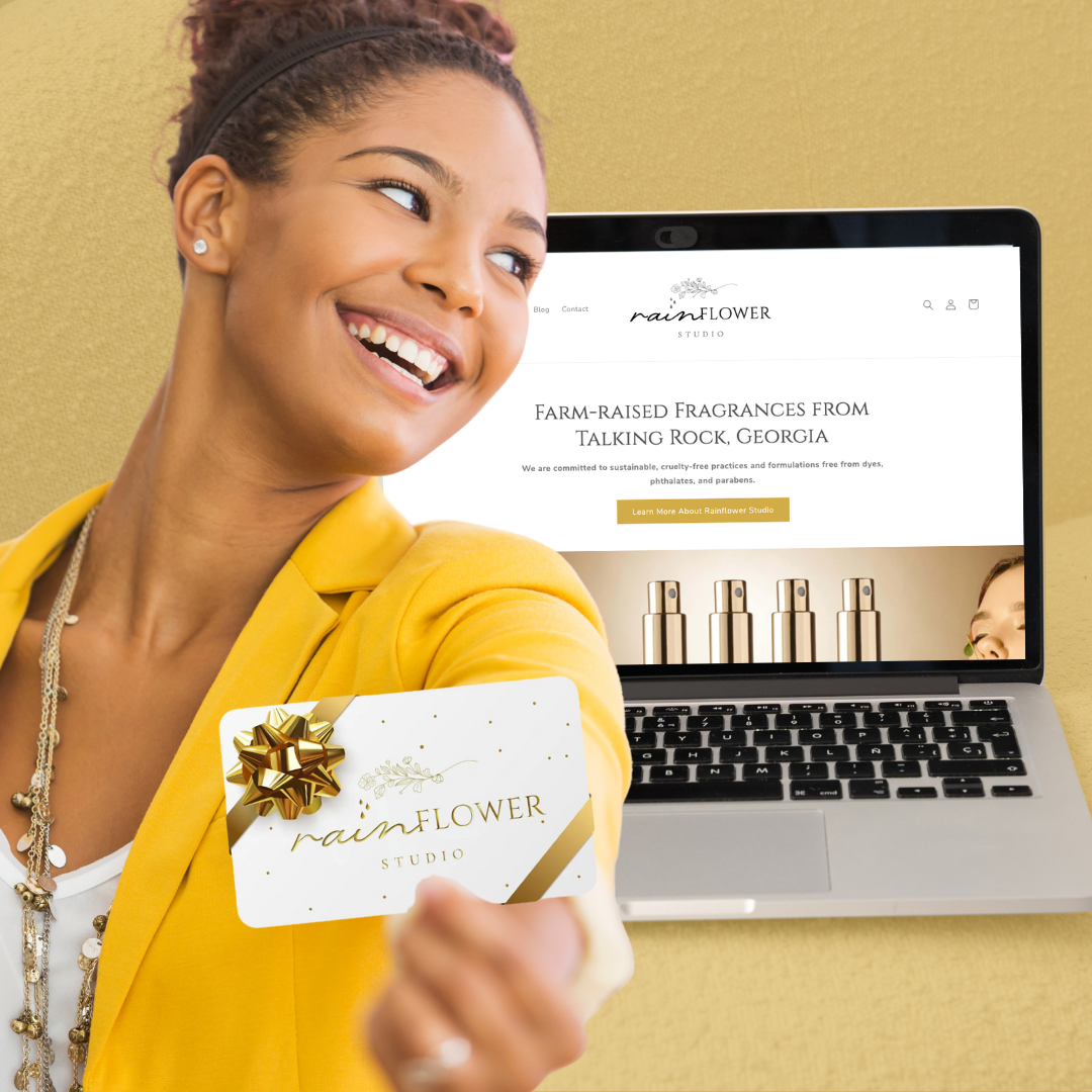 Rainflower Studio gift cards for perfume and home fragrances