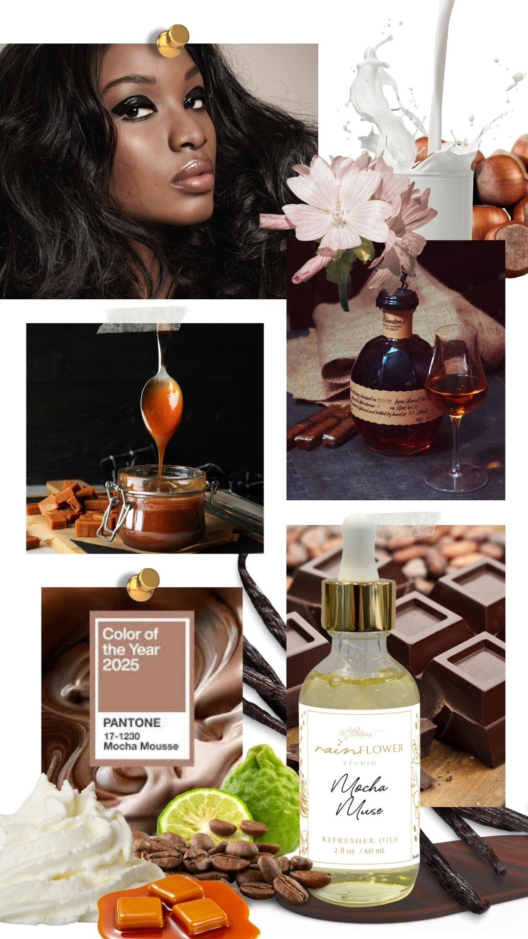 Rainflower Studio Mocha Muse mood board for home fragrance
