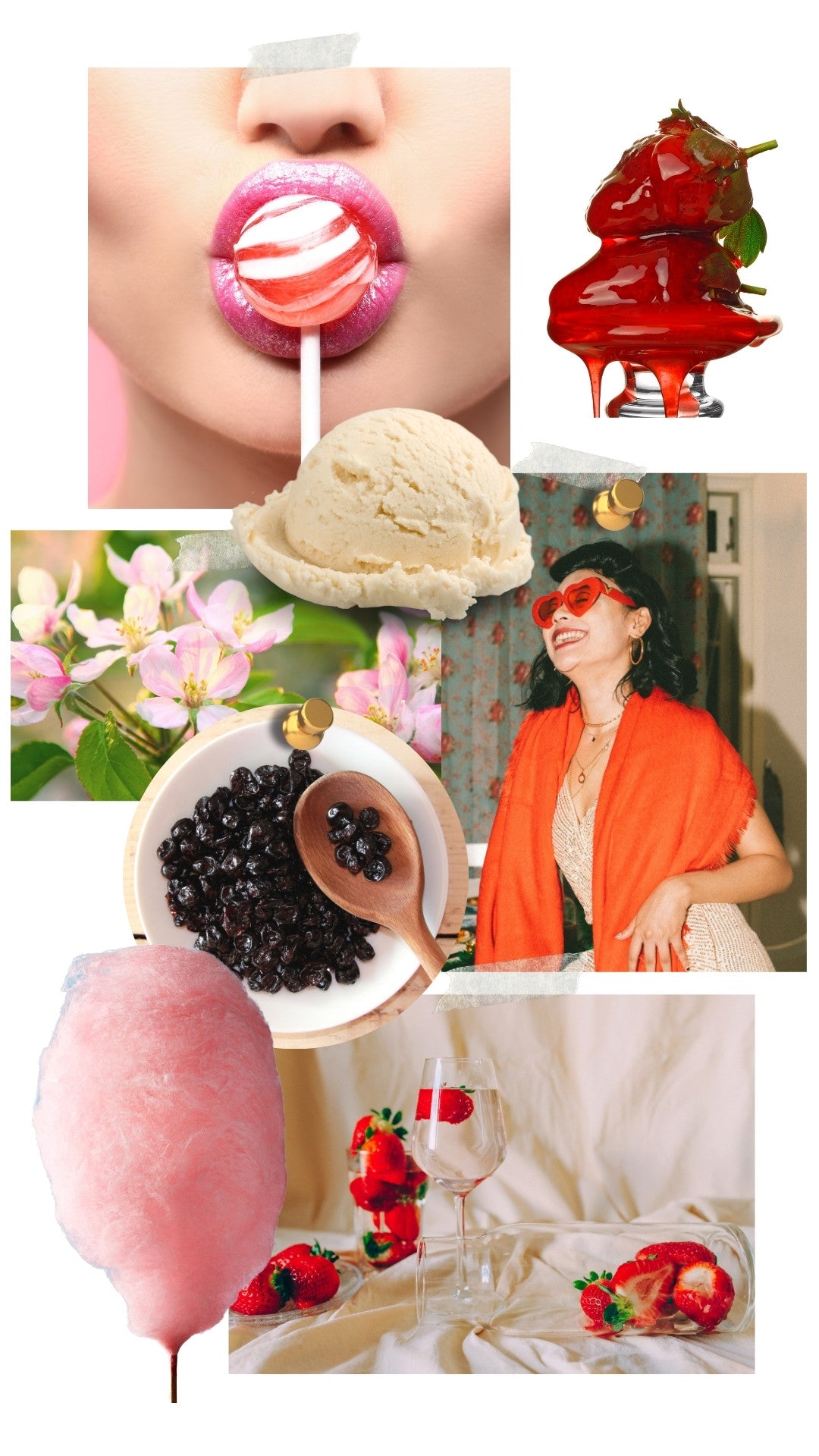 Strawberry Tease perfume mood board by Rainflower Studio